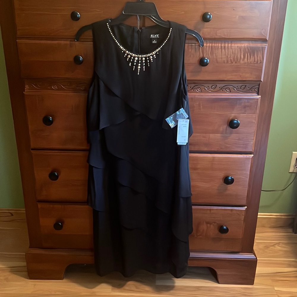 Black dress with gold sequins, brand new